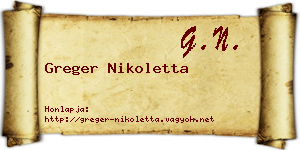 Greger Nikoletta névjegykártya